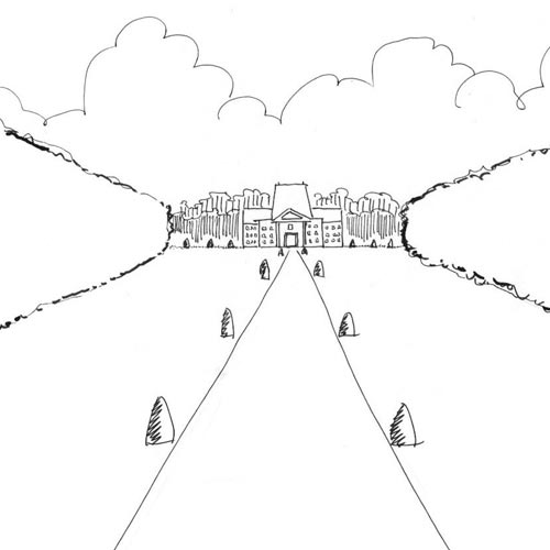 Croquis de terrain à main levée, permettant de représenter simplement les principaux éléments compositionnels d’un paysage ou d’un site